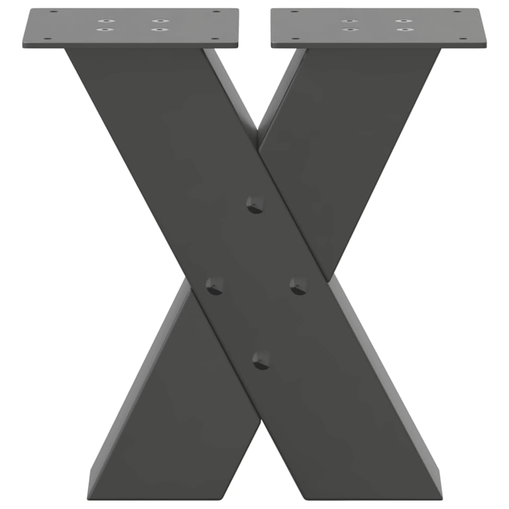 Anthracite Steel X-Shaped Coffee Table Legs, 2pcs, Adjustable 40cm
