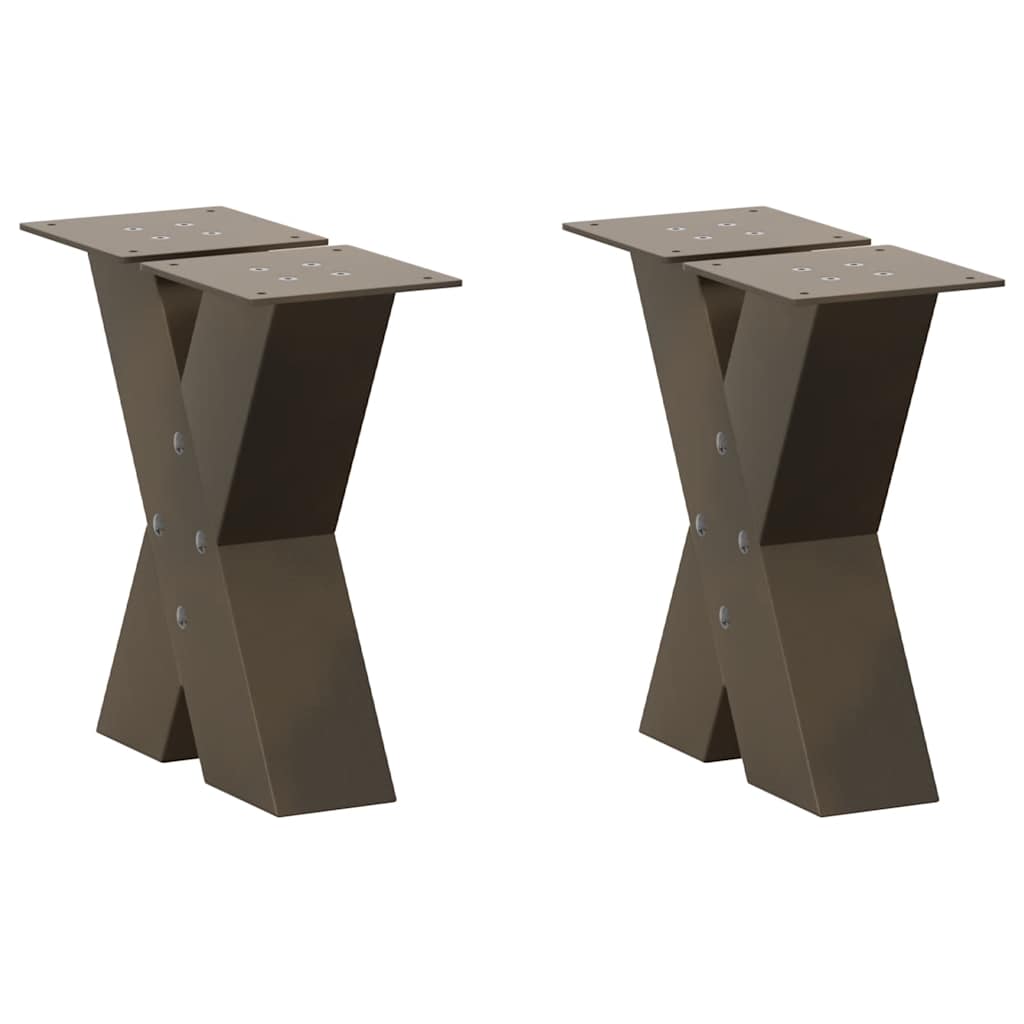 X-Shaped Natural Steel Coffee Table Legs, 2 Pcs, 40x30-31 cm
