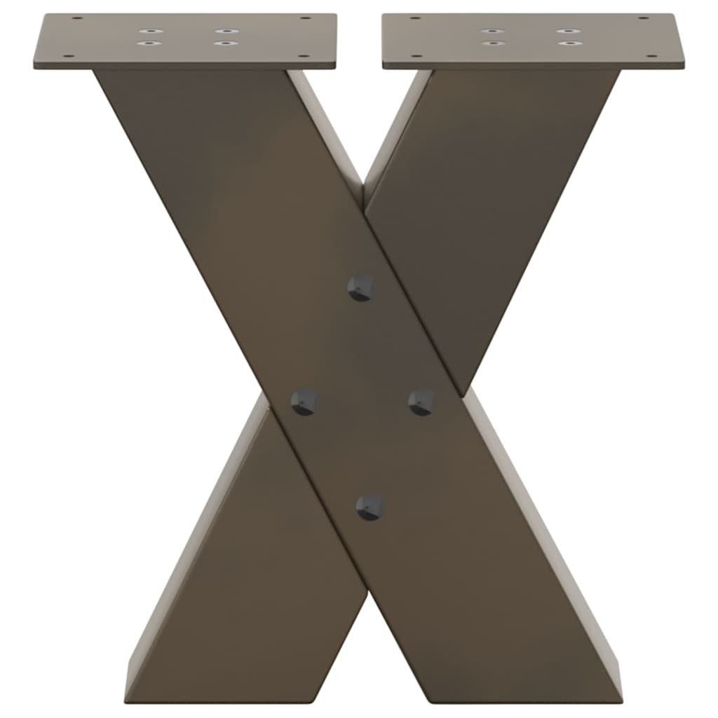 X-Shaped Natural Steel Coffee Table Legs, 2 Pcs, 40x30-31 cm