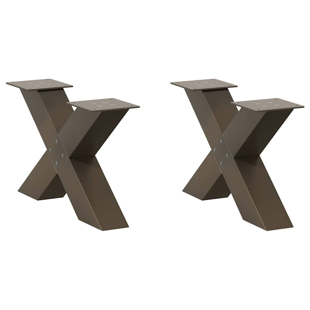 Natural Steel X-Shaped Coffee Table Legs, 2 Pcs, Adjustable Heights
