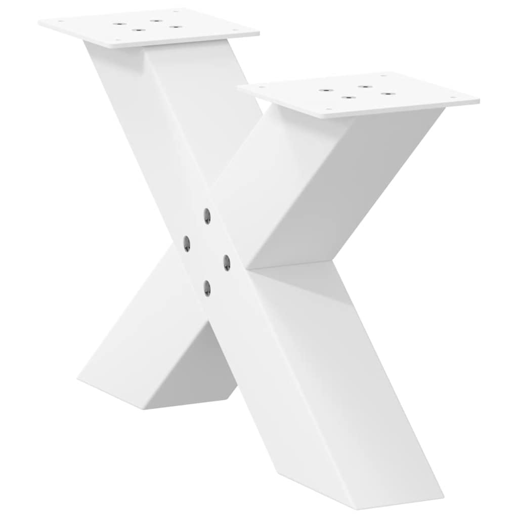 White Steel X-Shaped Coffee Table Legs, 2 Pcs, 60x(30-31) cm
