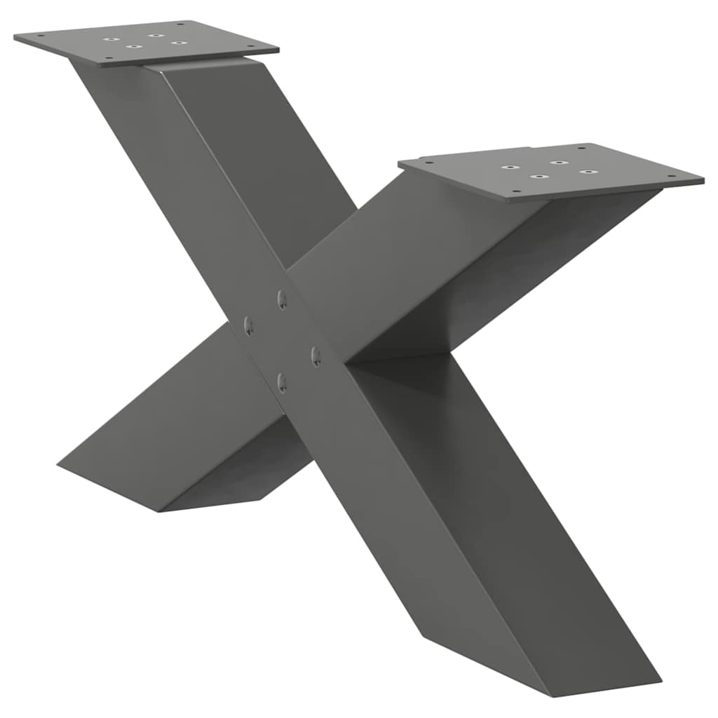 Anthracite Steel X-Shaped Coffee Table Legs 2pcs, Adjustable 70cm