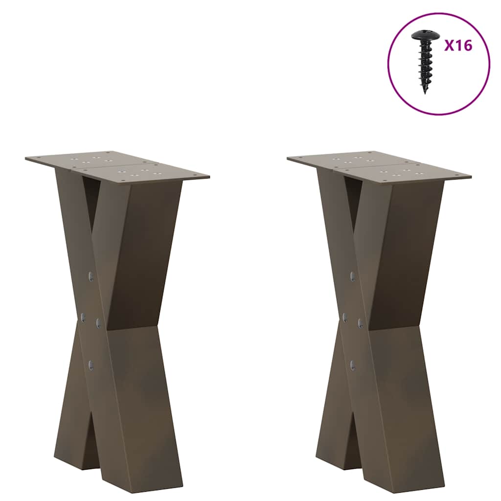 Natural Steel X-Shaped Coffee Table Legs 2 pcs, Adjustable 38x42-43 cm