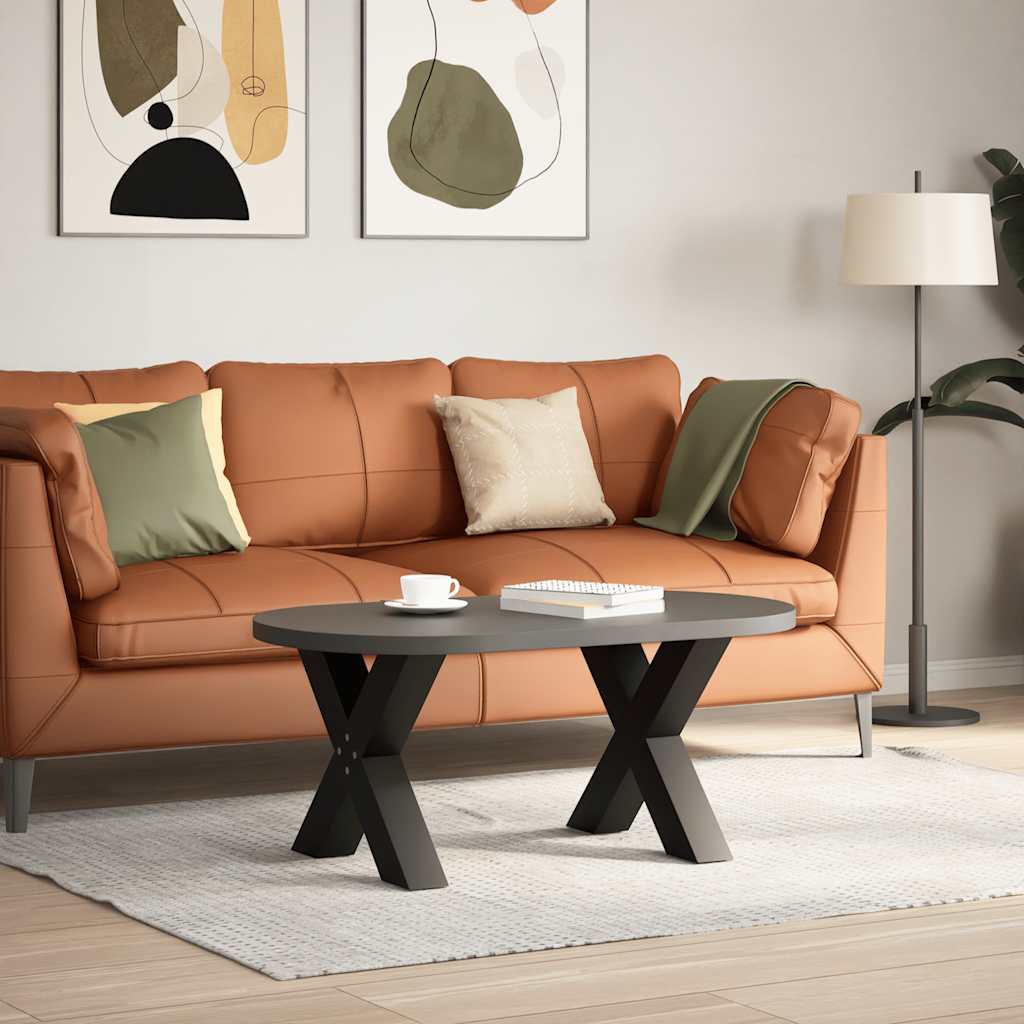 Black Steel X-Shaped Coffee Table Legs, 2pcs, Adjustable 50x42-43 cm