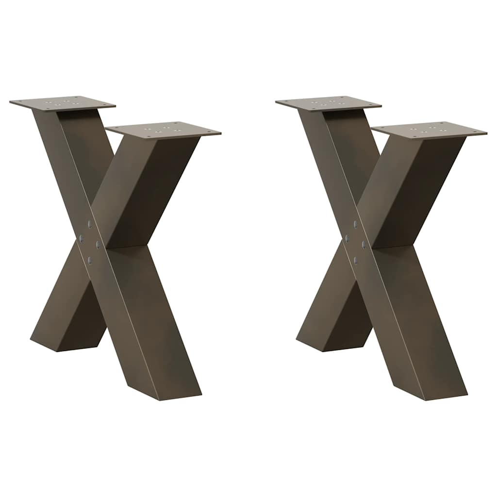 X-Shaped Steel Coffee Table Legs, Natural Finish, 2 pcs, Adjustable