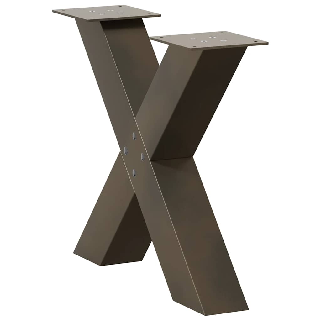 X-Shaped Steel Coffee Table Legs, Natural Finish, 2 pcs, Adjustable
