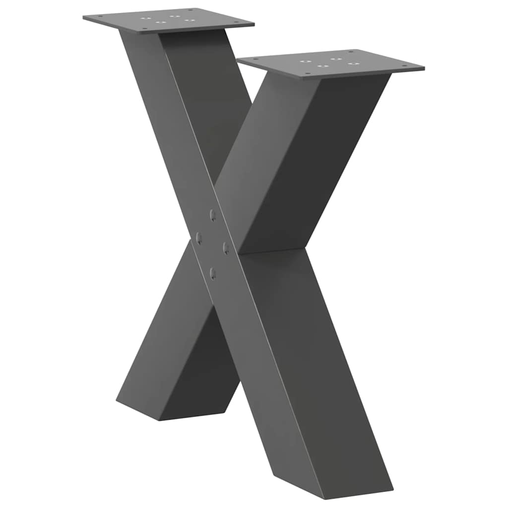 Anthracite Steel X-Shaped Coffee Table Legs, 2 pcs, Adjustable 60x42-43 cm