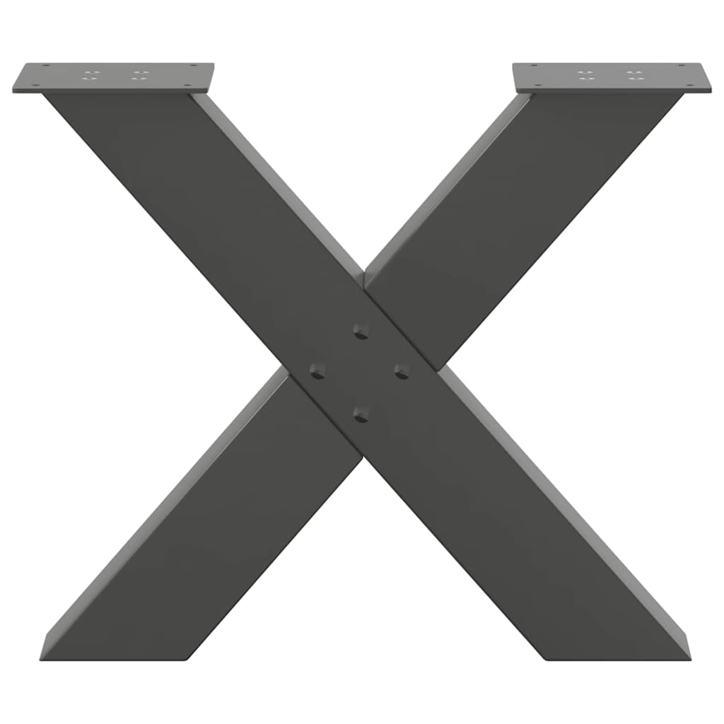 Anthracite Steel X-Shaped Coffee Table Legs, 2 pcs, Adjustable 60x42-43 cm