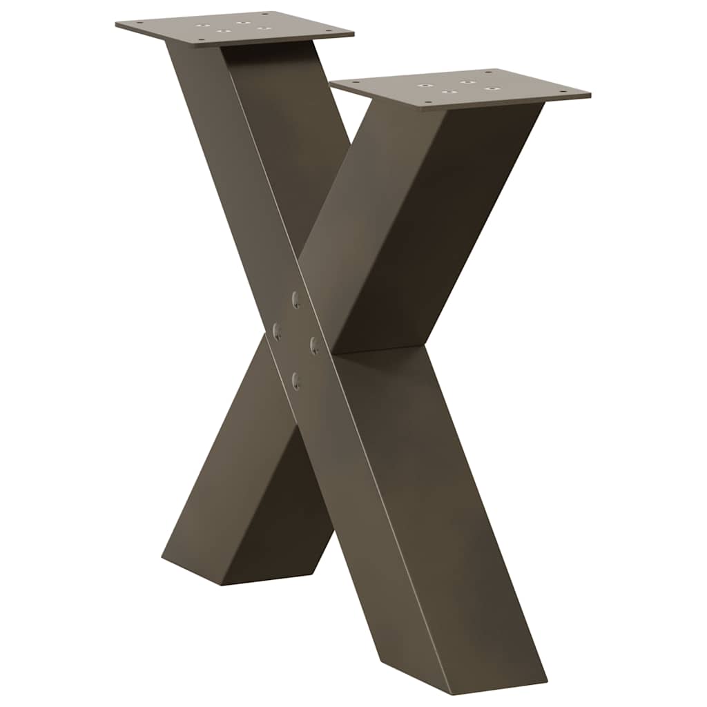 Natural Steel X-Shaped Coffee Table Legs, 2pcs, Adjustable 60cm