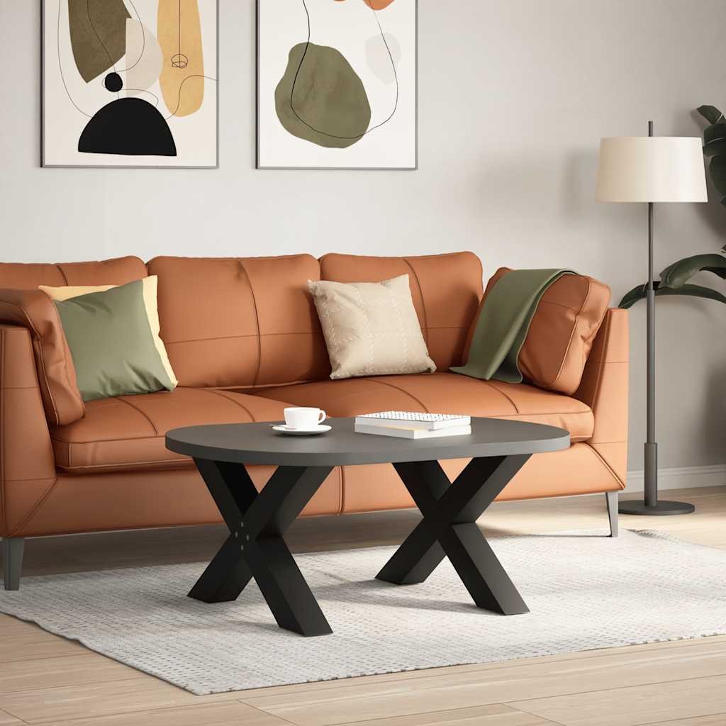 X-Shaped Black Steel Coffee Table Legs, Set of 2, Adjustable 70cm