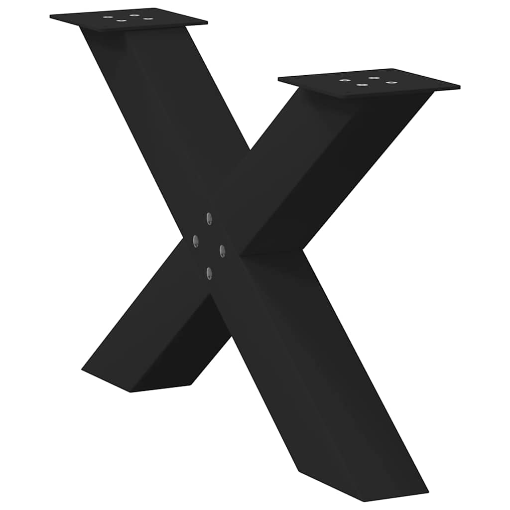 X-Shaped Black Steel Coffee Table Legs, Set of 2, Adjustable 70cm