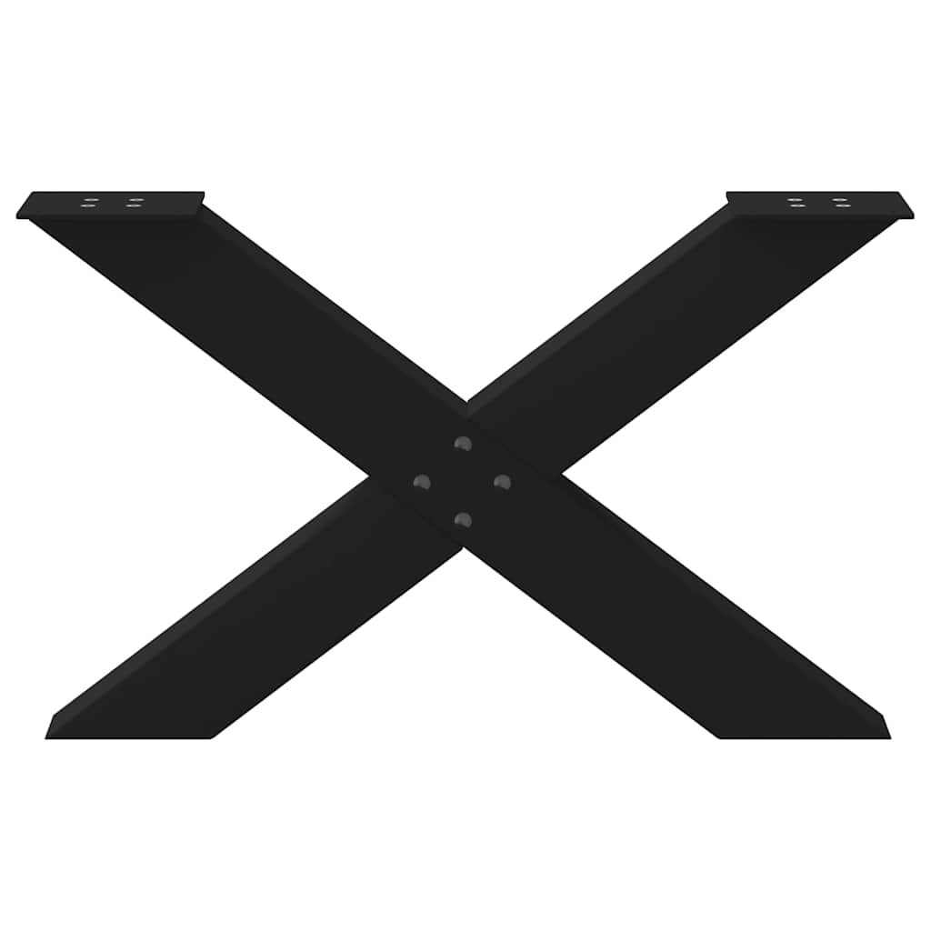 X-Shaped Black Steel Coffee Table Legs, Set of 2, Adjustable 70cm