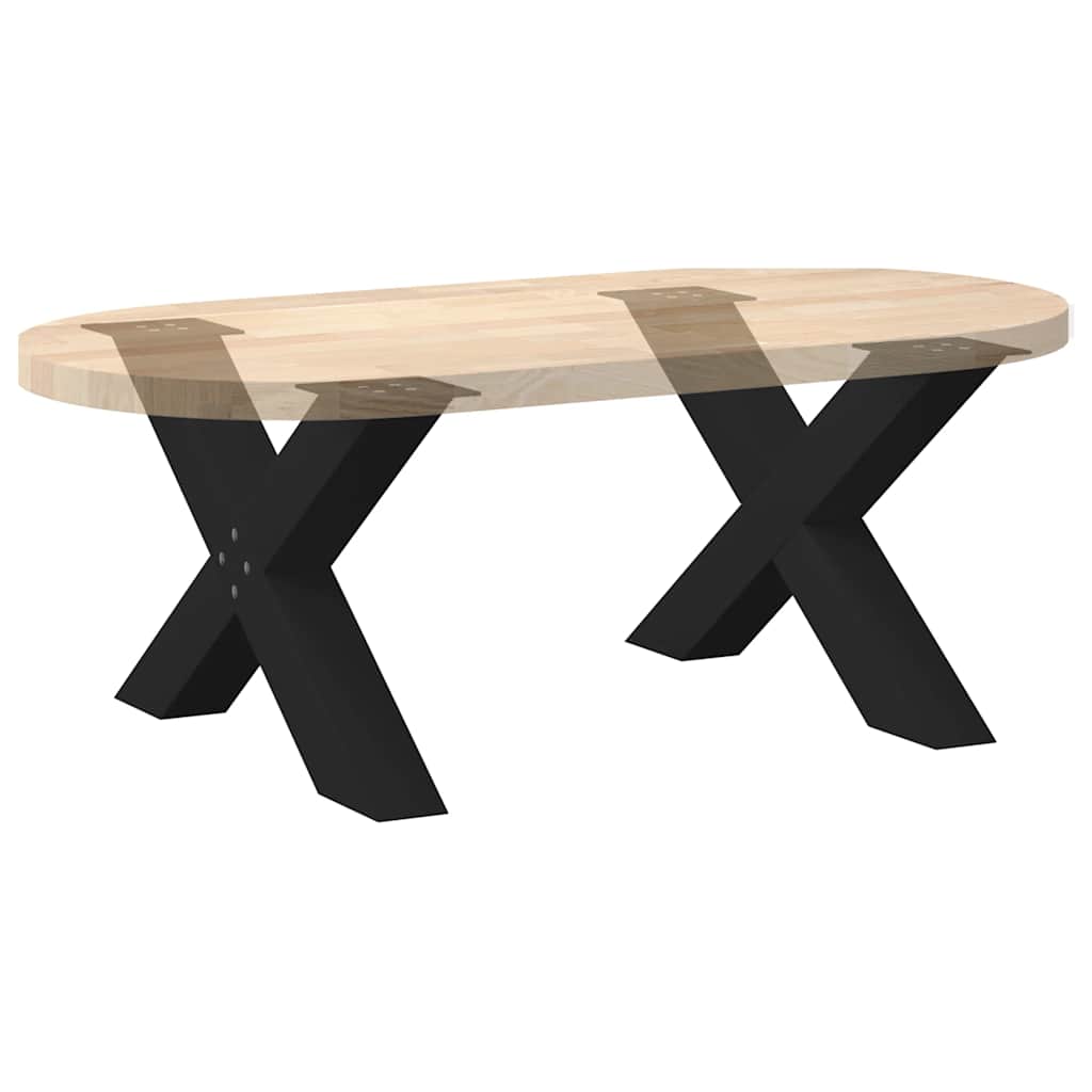 X-Shaped Black Steel Coffee Table Legs, Set of 2, Adjustable 70cm