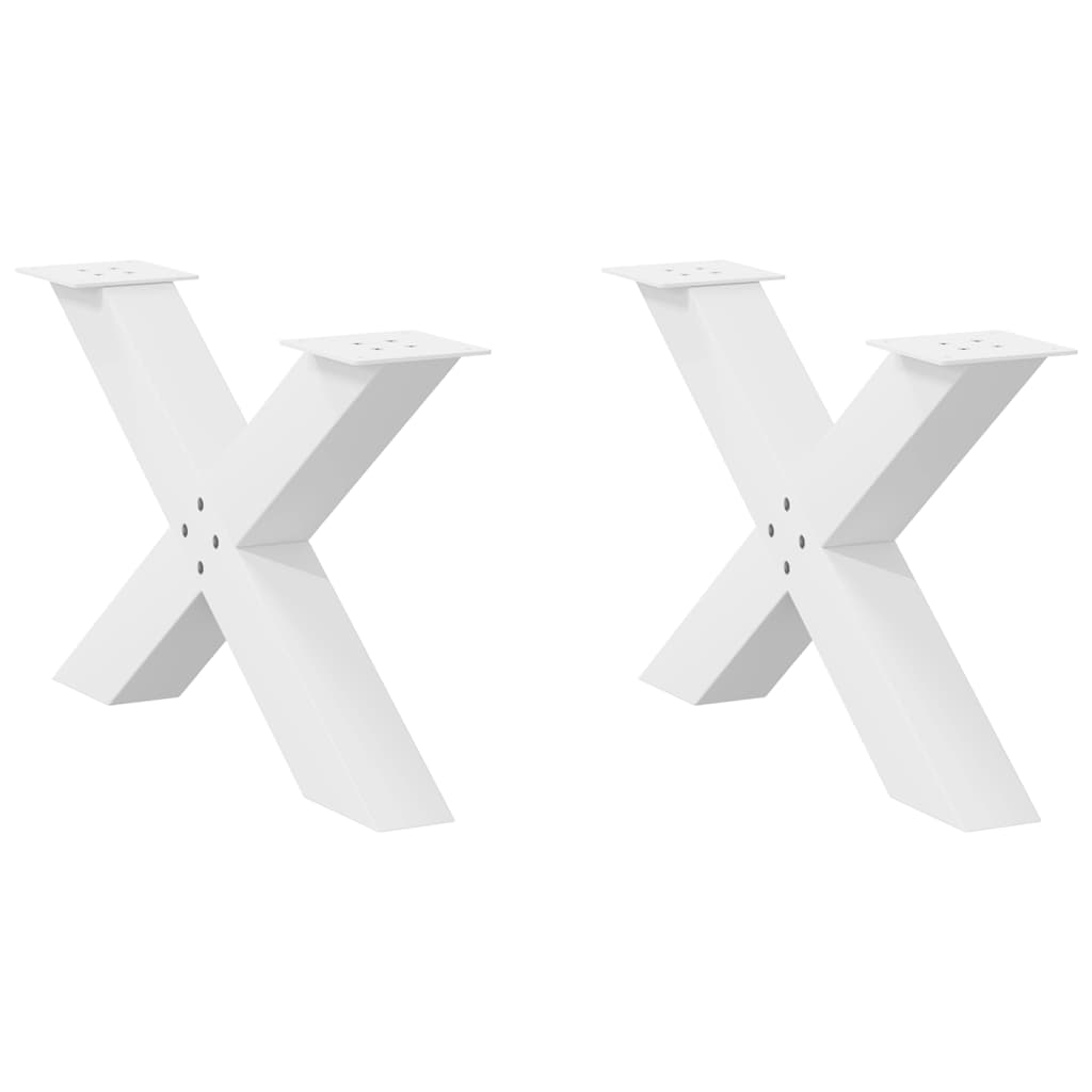X-Shaped White Steel Coffee Table Legs, 2 pcs, 70x(42-43) cm
