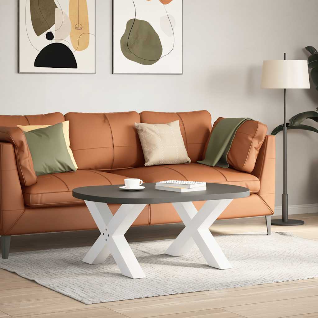 X-Shaped White Steel Coffee Table Legs, 2 pcs, 70x(42-43) cm