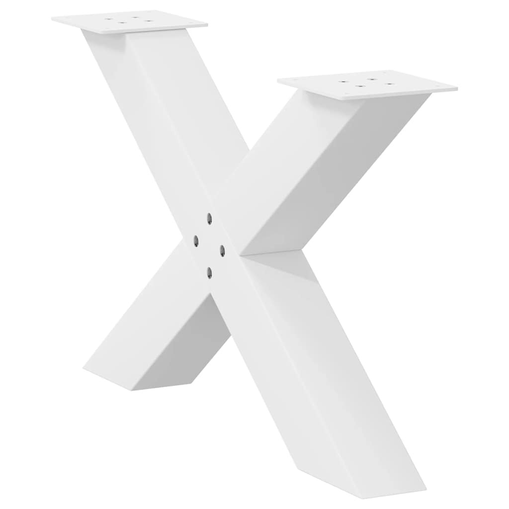 X-Shaped White Steel Coffee Table Legs, 2 pcs, 70x(42-43) cm
