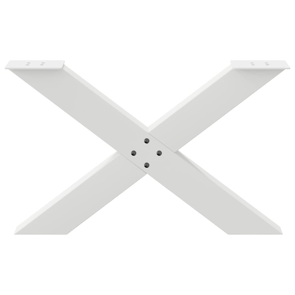X-Shaped White Steel Coffee Table Legs, 2 pcs, 70x(42-43) cm