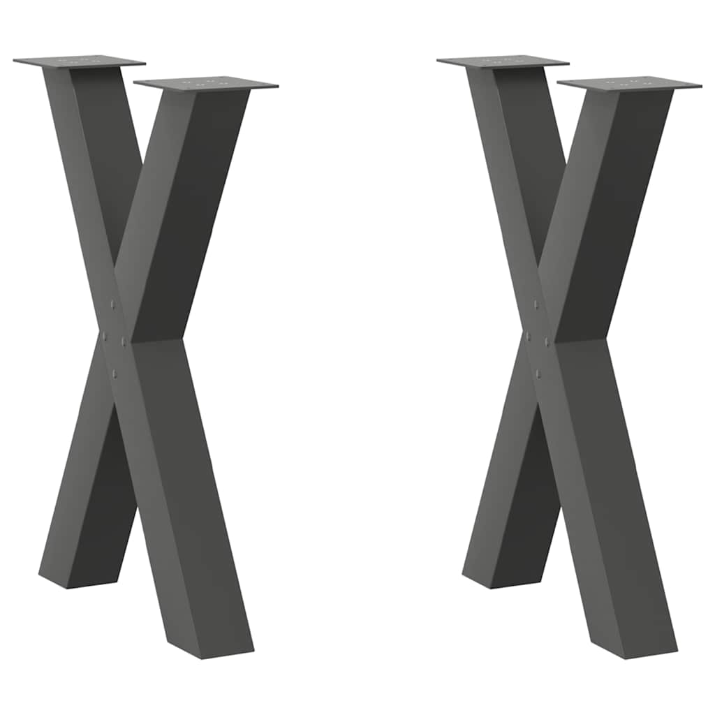 Anthracite Steel X-Shaped Dining Table Legs 2 pcs, Adjustable Height