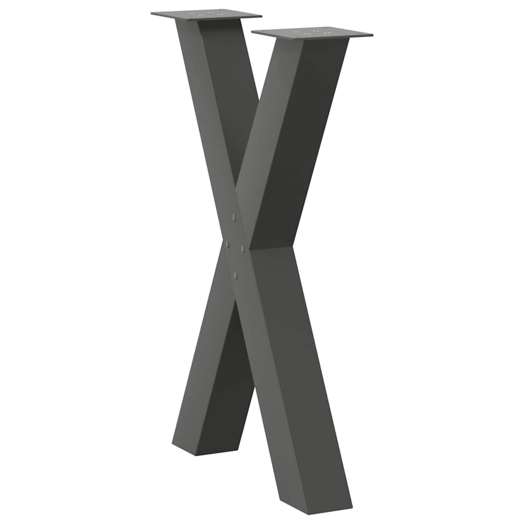 Anthracite Steel X-Shaped Dining Table Legs 2 pcs, Adjustable Height