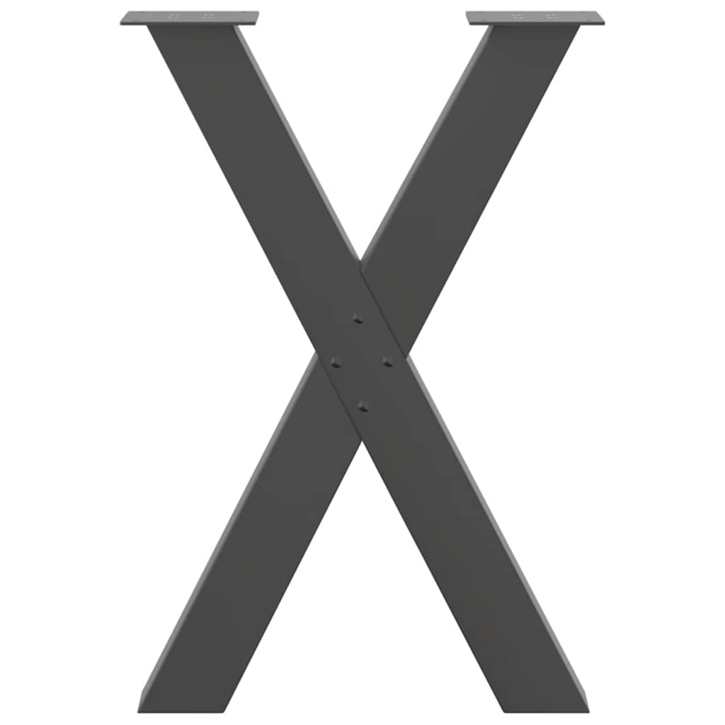 Anthracite Steel X-Shaped Dining Table Legs 2 pcs, Adjustable Height