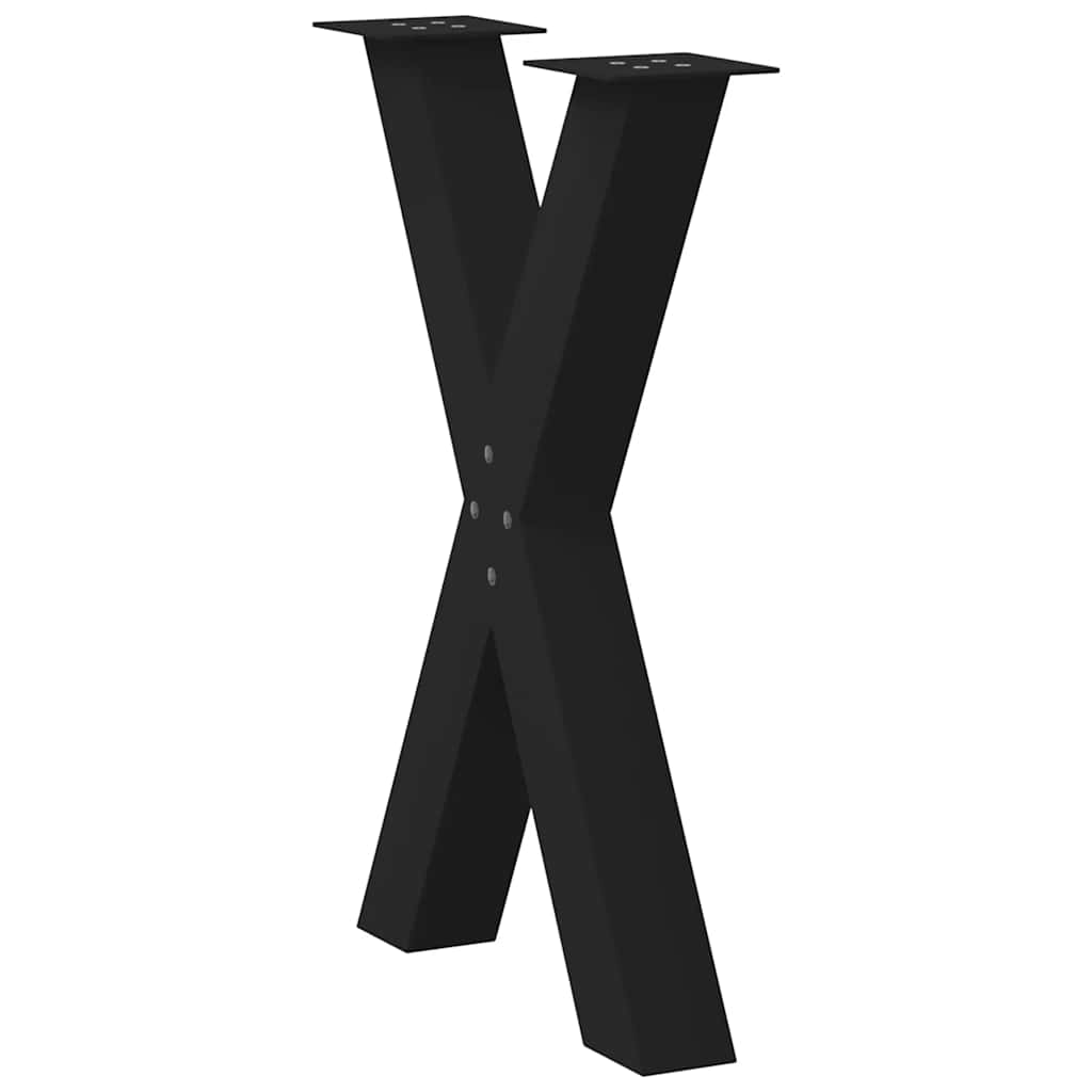 Black Steel X-Shaped Dining Table Legs 2pcs, 60x72-73cm