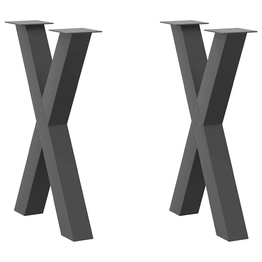 Anthracite Steel X-Shaped Dining Table Legs 2pcs 60x72-73cm