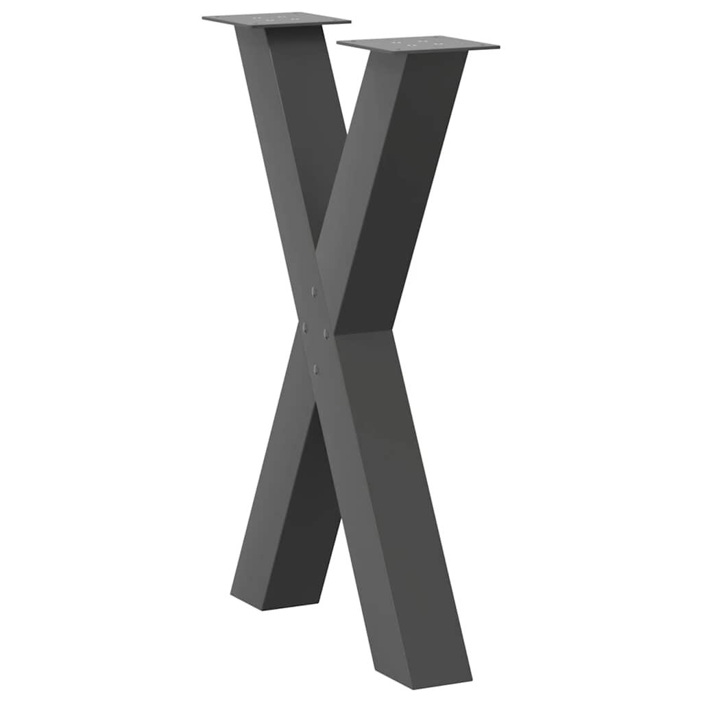 Anthracite Steel X-Shaped Dining Table Legs 2pcs 60x72-73cm