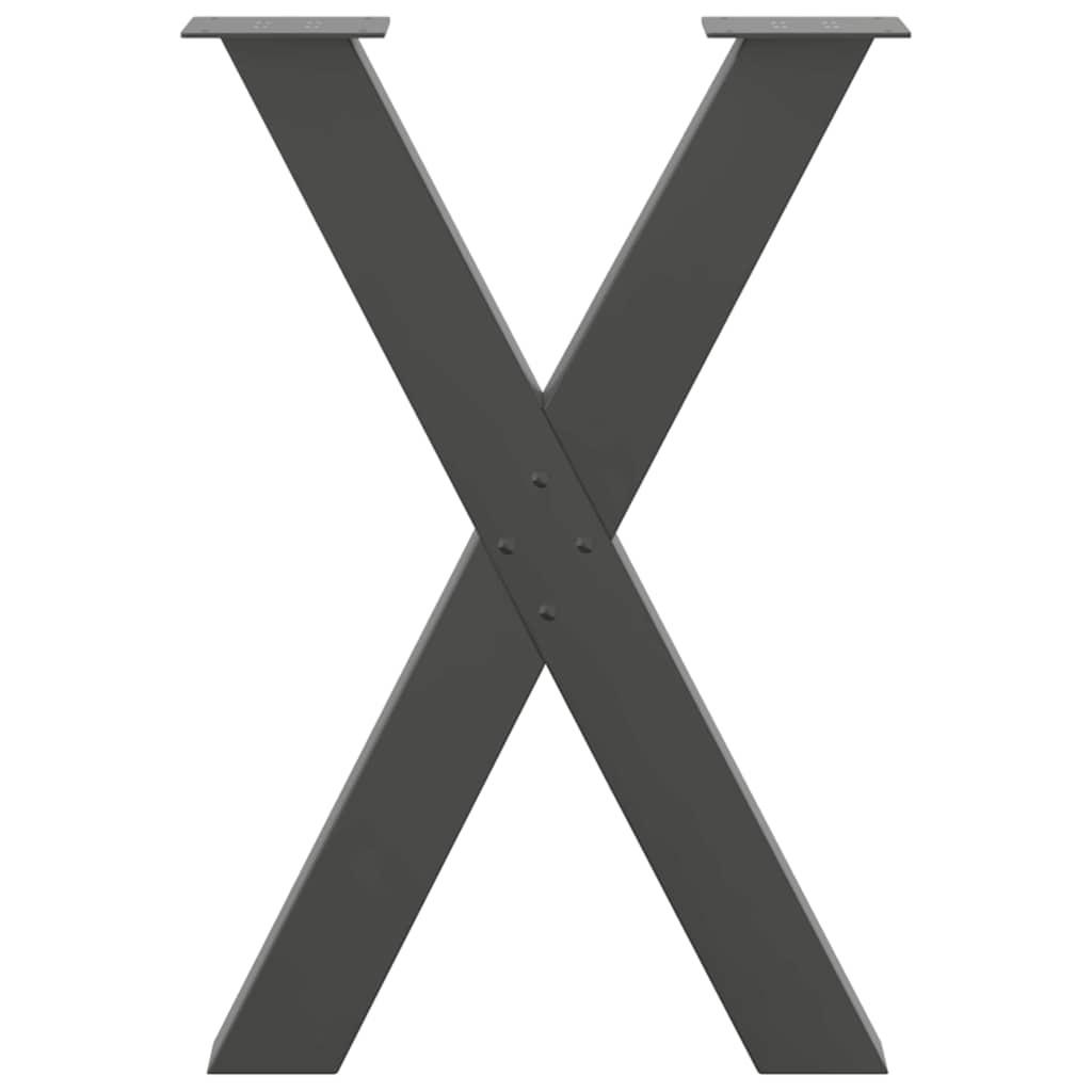 Anthracite Steel X-Shaped Dining Table Legs 2pcs 60x72-73cm