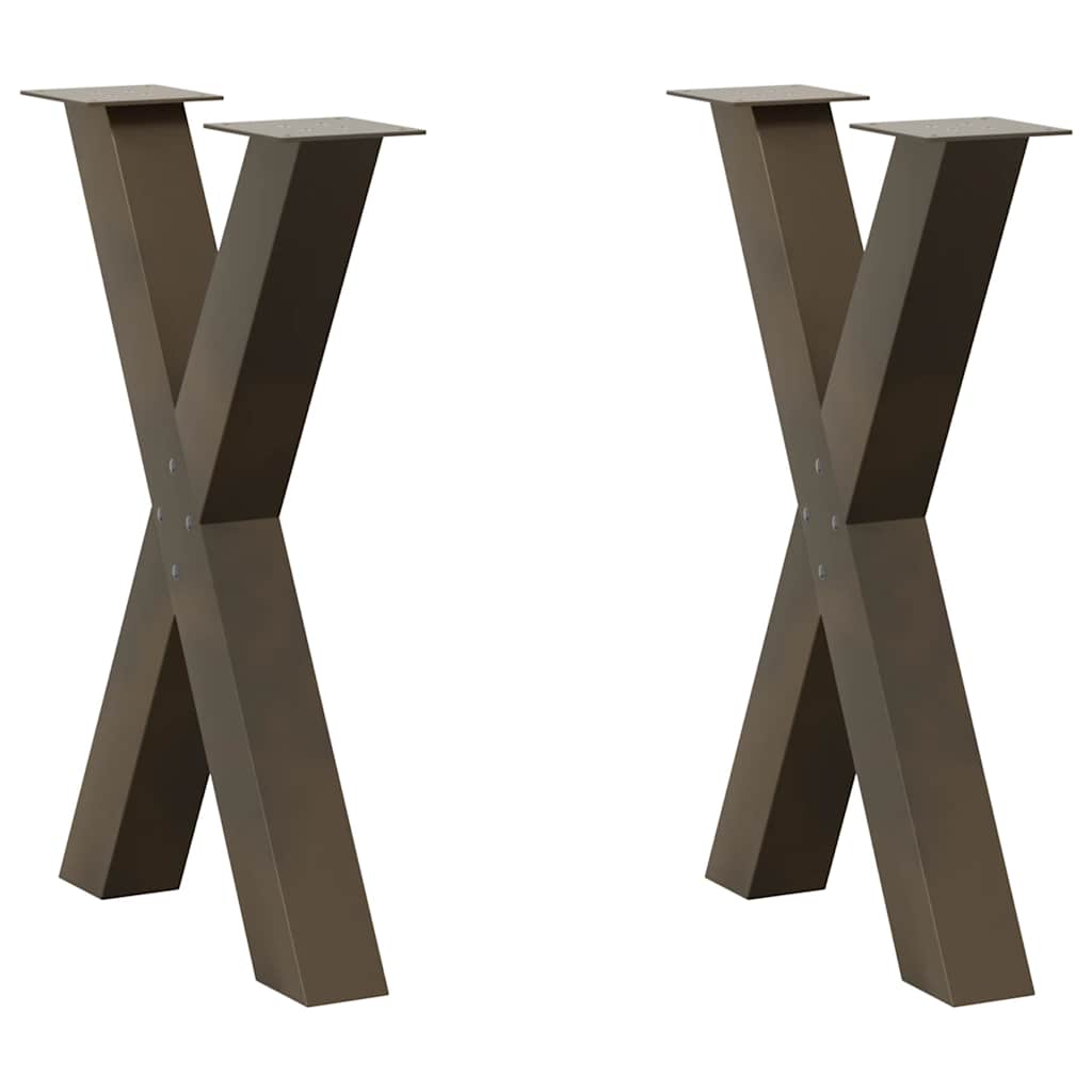 Natural Steel X-Shaped Dining Table Legs 60x72-73 cm, Set of 2