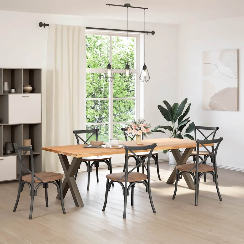 Natural Steel X-Shaped Dining Table Legs, 2 Pcs, Adjustable 70-73cm