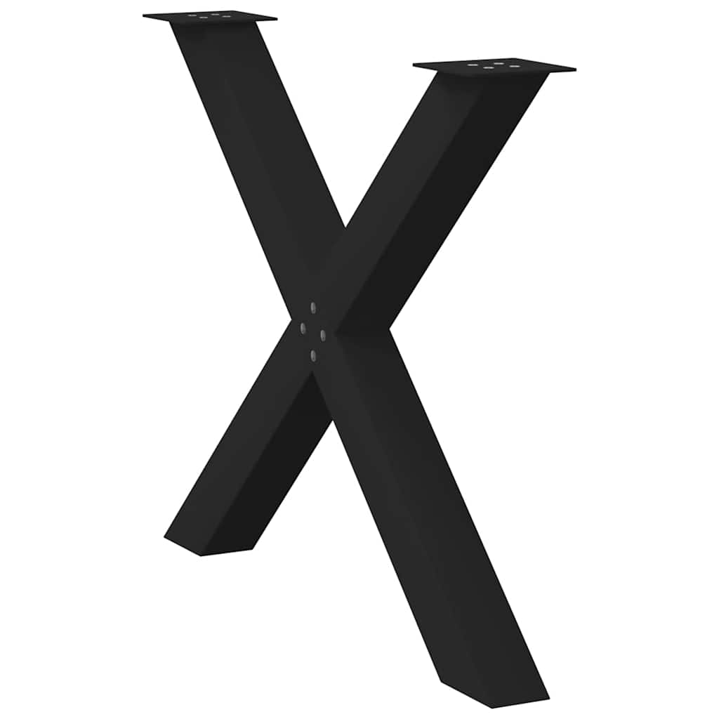 X-Shaped Black Steel Dining Table Legs 2 Pcs, Adjustable 90cm