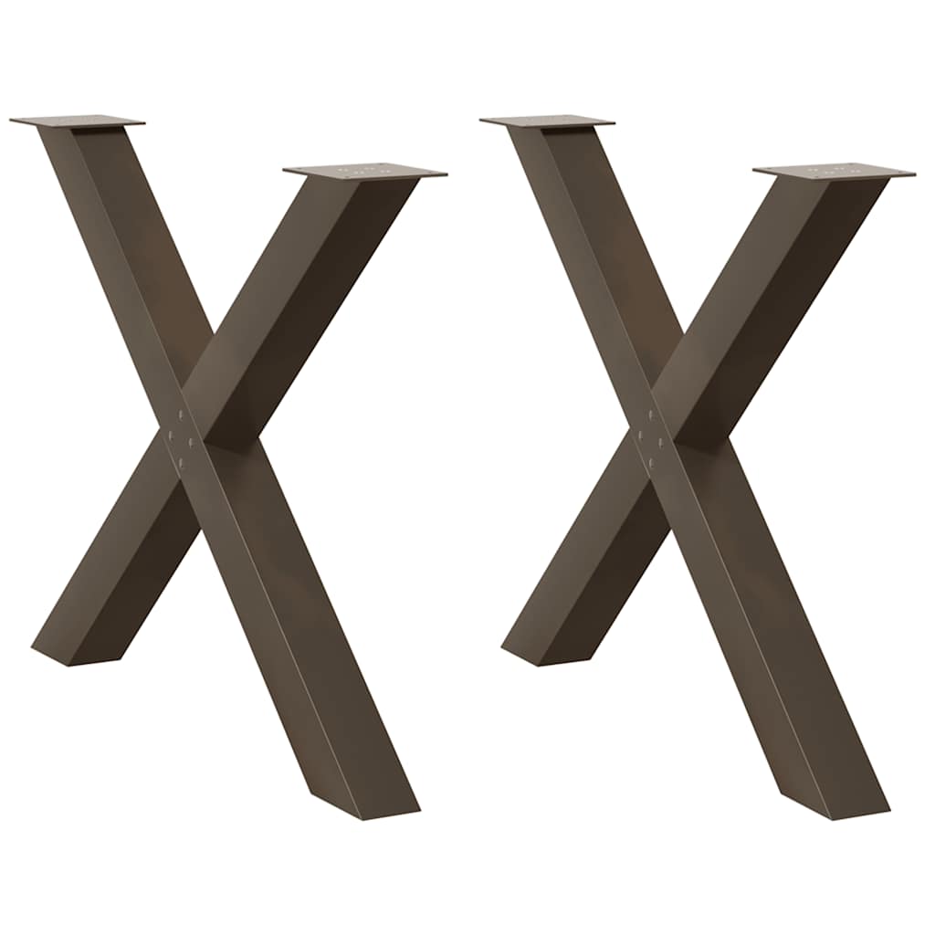Natural Steel X-Shaped Dining Table Legs, 2pcs, 90cm Adjustable Height