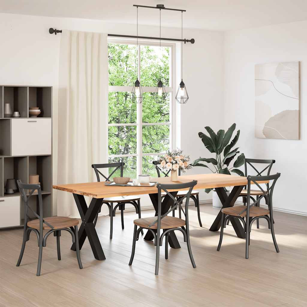 Black Steel X-Shaped Dining Table Legs Set - 3 pcs, Adjustable Height