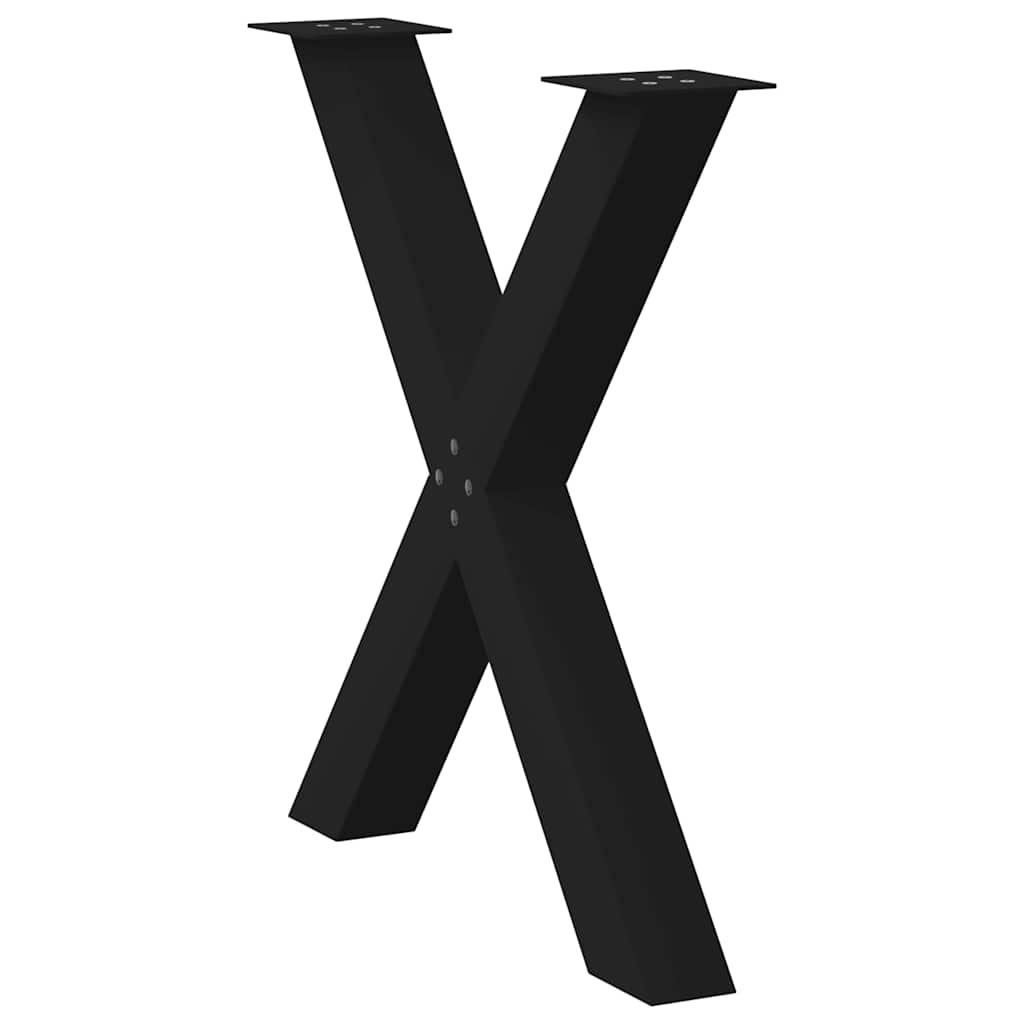 Black Steel X-Shaped Dining Table Legs Set - 3 pcs, Adjustable Height