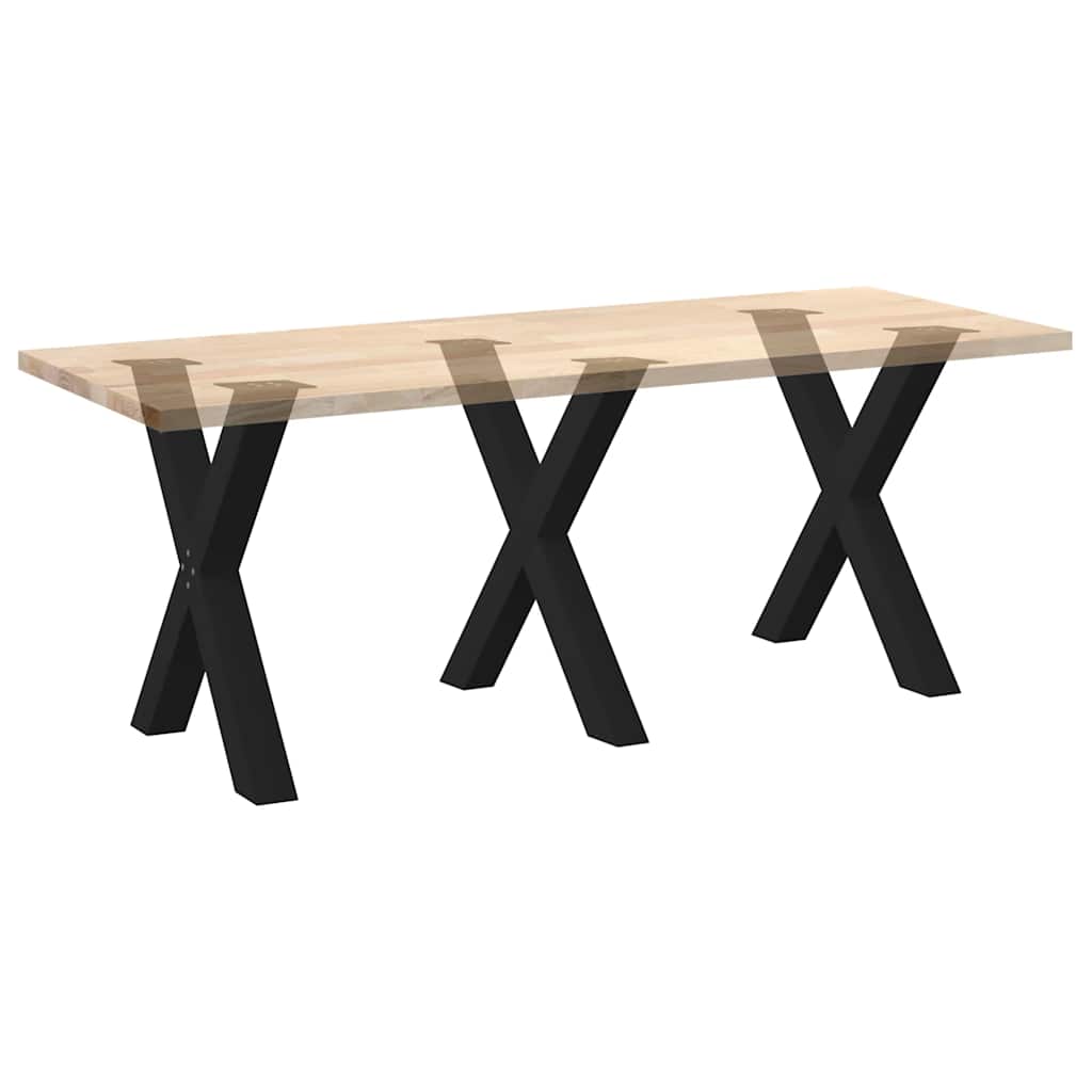 Black Steel X-Shaped Dining Table Legs Set - 3 pcs, Adjustable Height