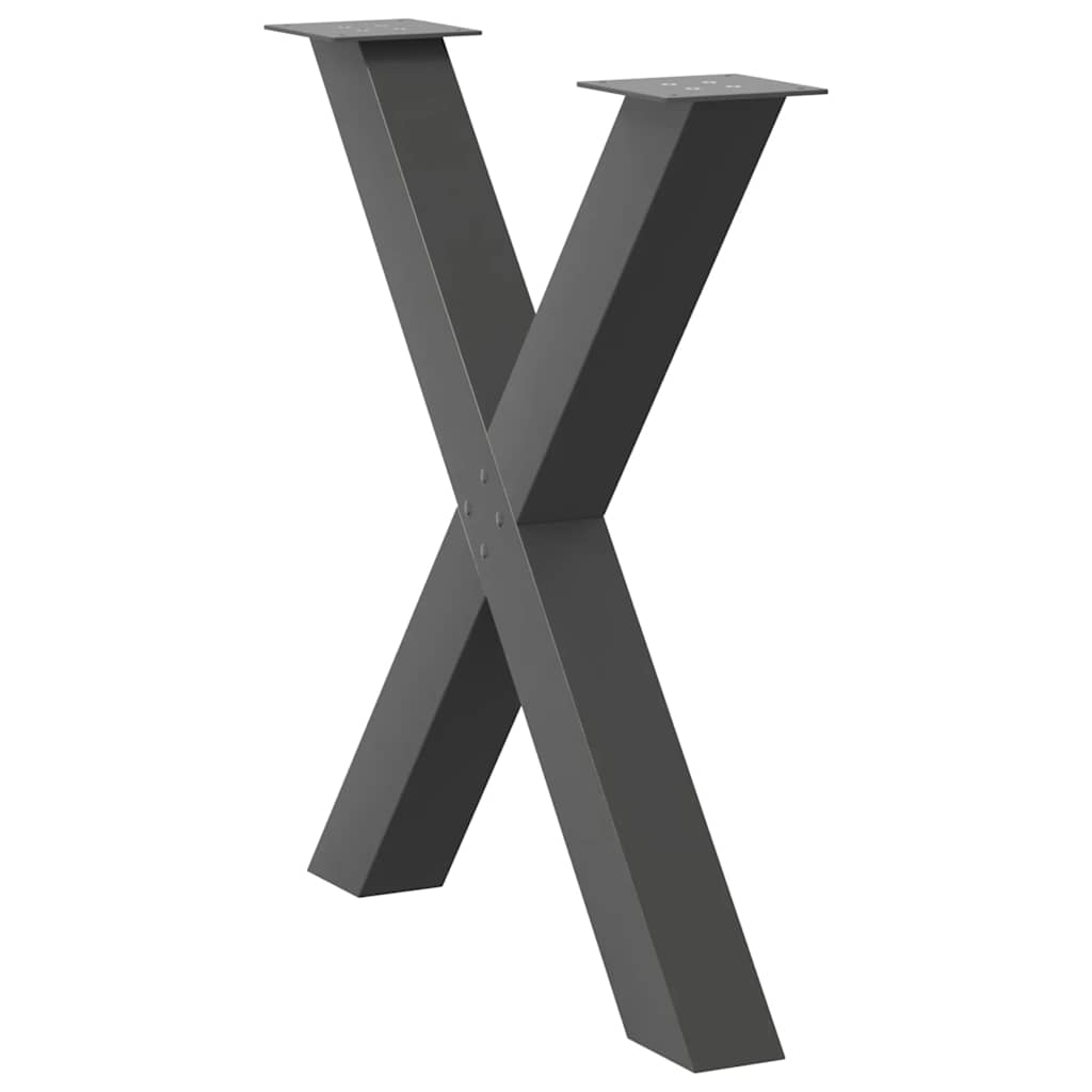 Anthracite Steel X-Shaped Dining Table Legs 3 pcs, 80x72-73 cm