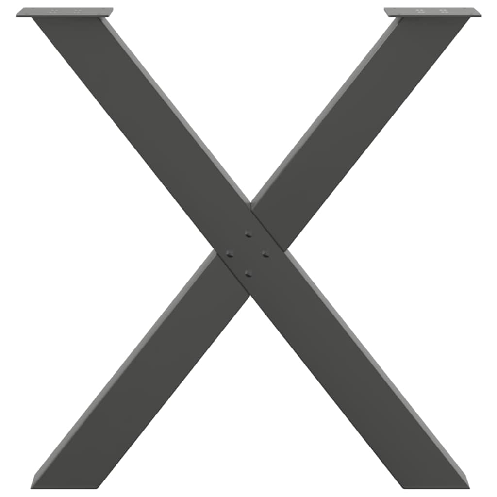 Anthracite Steel X-Shaped Dining Table Legs 3 pcs, 80x72-73 cm