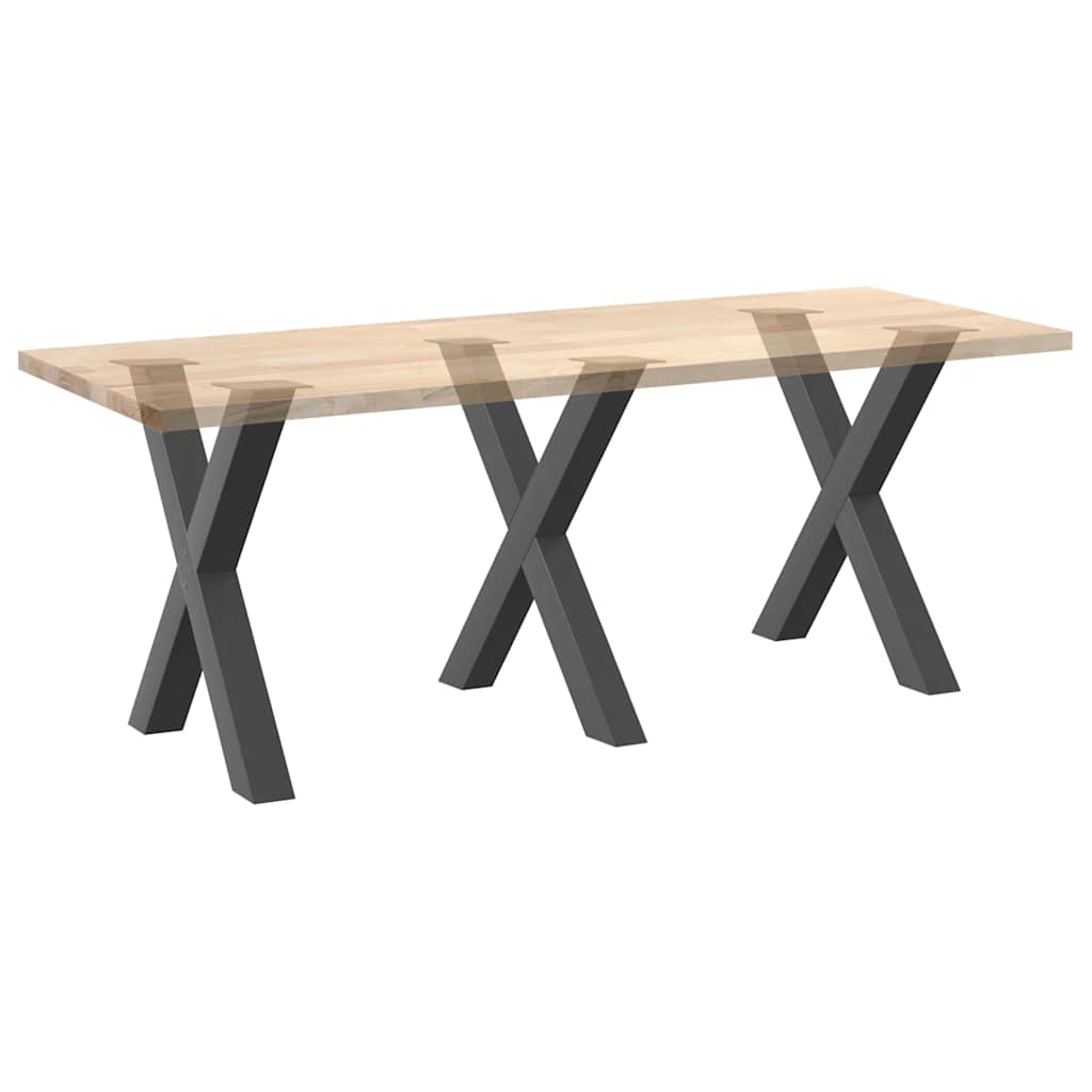 Anthracite Steel X-Shaped Dining Table Legs 3 pcs, 80x72-73 cm