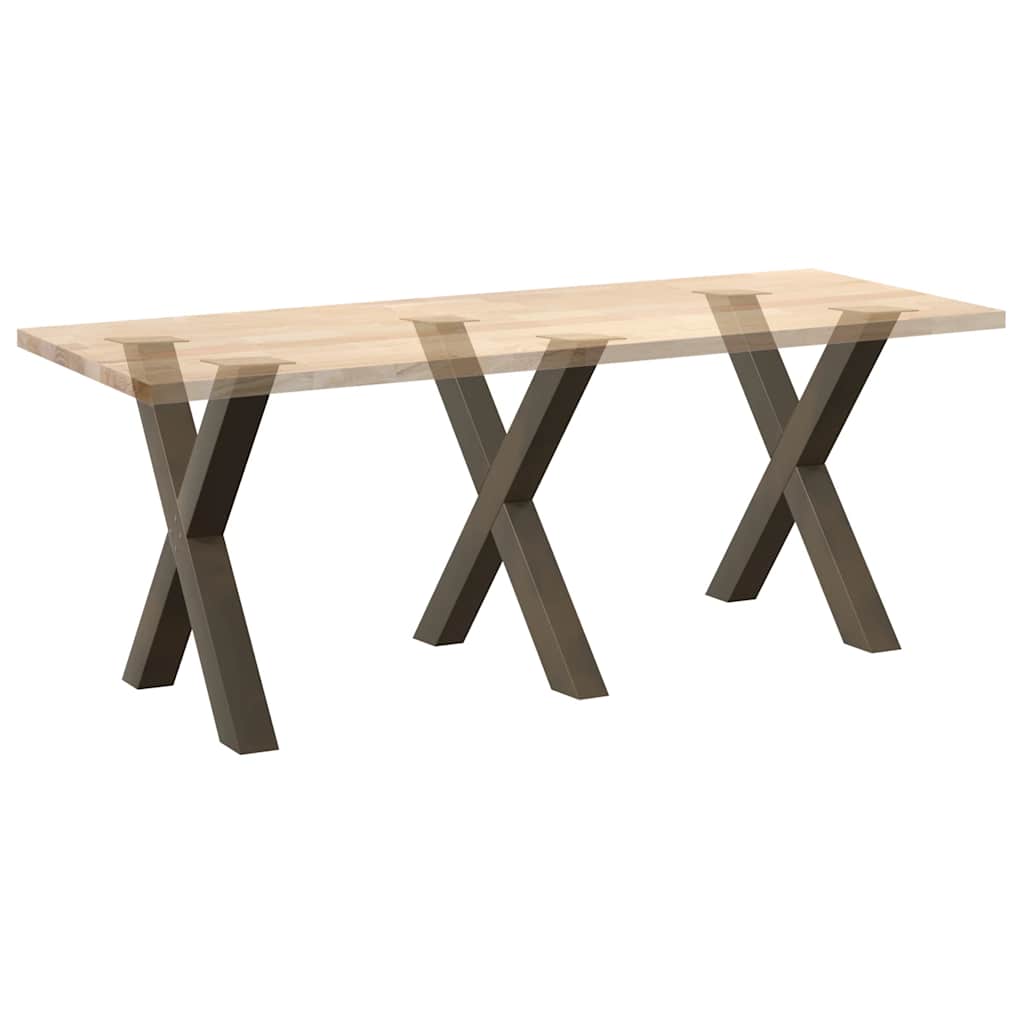 Natural Steel X-Shaped Dining Table Legs, 3pcs, Adjustable Height