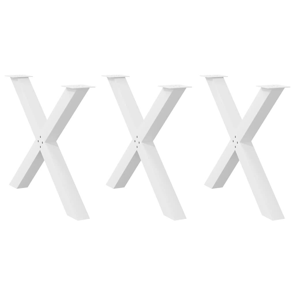 White X-Shaped Steel Dining Table Legs - Set of 3, Adjustable Height