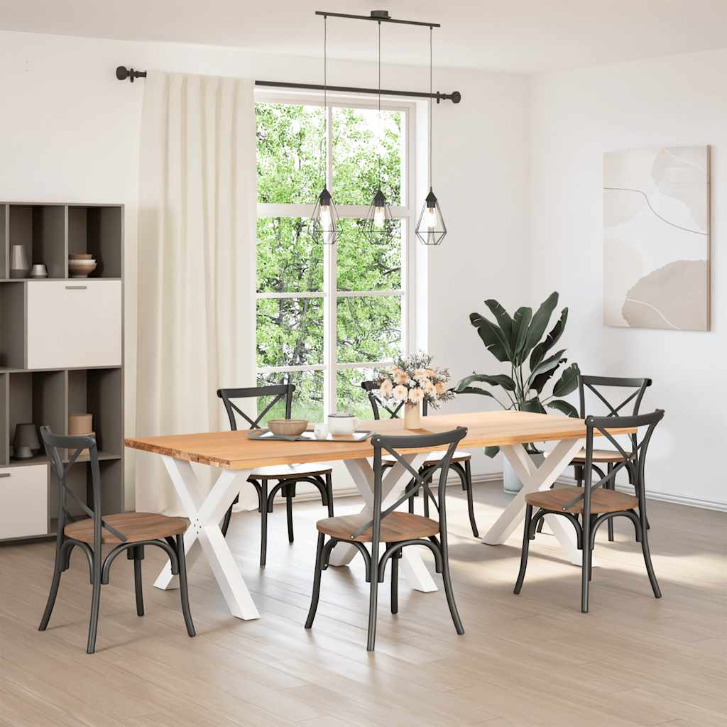White X-Shaped Steel Dining Table Legs - Set of 3, Adjustable Height