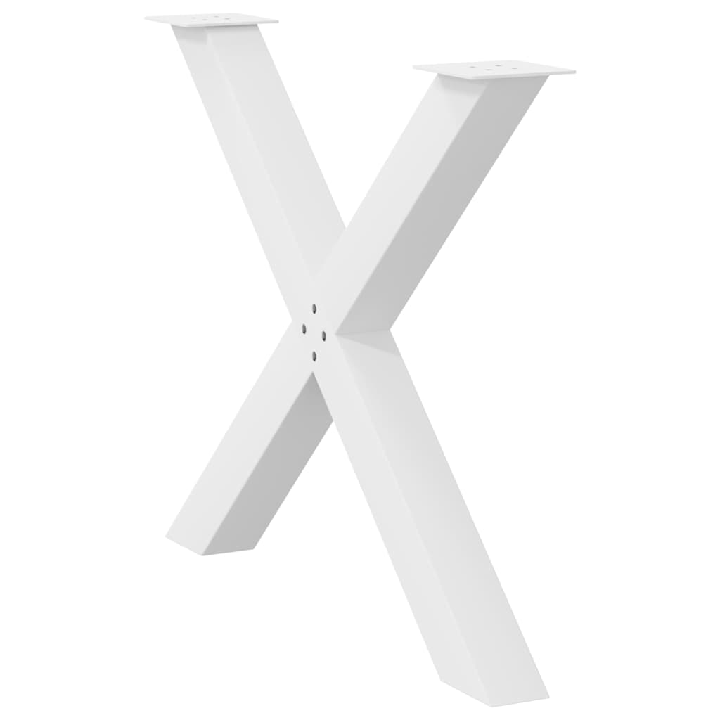 White X-Shaped Steel Dining Table Legs - Set of 3, Adjustable Height