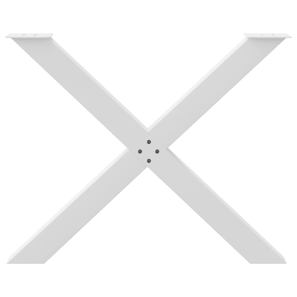 White X-Shaped Steel Dining Table Legs - Set of 3, Adjustable Height