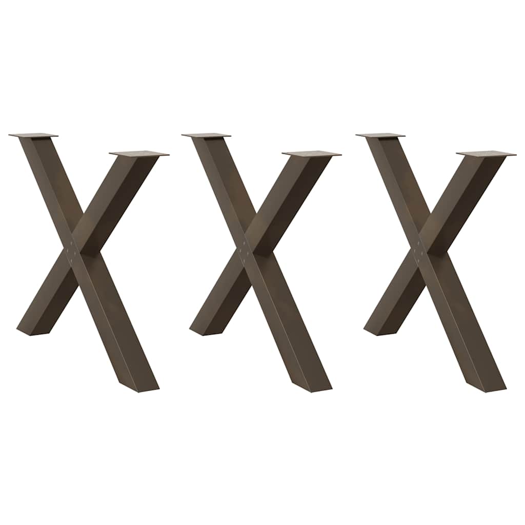 X-Shaped Natural Steel Dining Table Legs, 3 pcs, Adjustable, 90 cm
