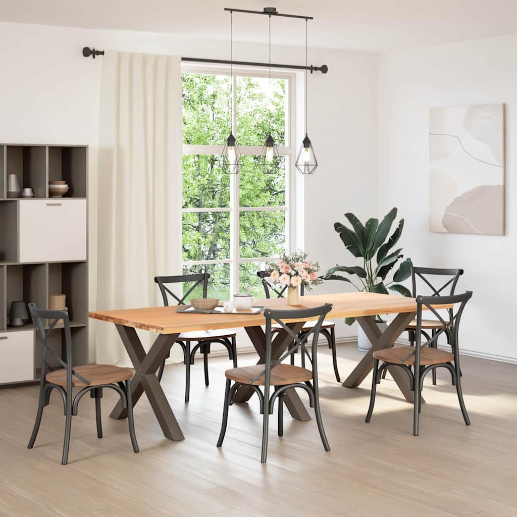 X-Shaped Natural Steel Dining Table Legs, 3 pcs, Adjustable, 90 cm