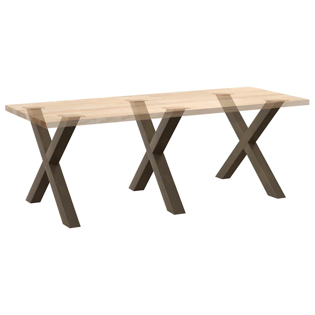 X-Shaped Natural Steel Dining Table Legs, 3 pcs, Adjustable, 90 cm