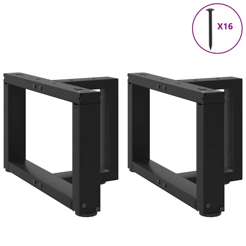Black Steel T-Shaped Coffee Table Legs, Adjustable 40x25cm, Set of 2