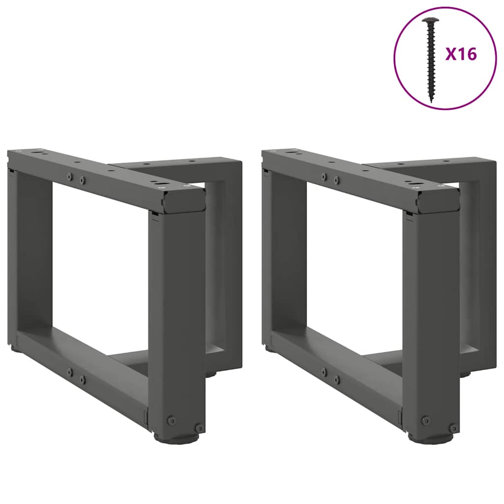 Anthracite Steel T-Shaped Coffee Table Legs 2pcs Adjustable 40x25cm