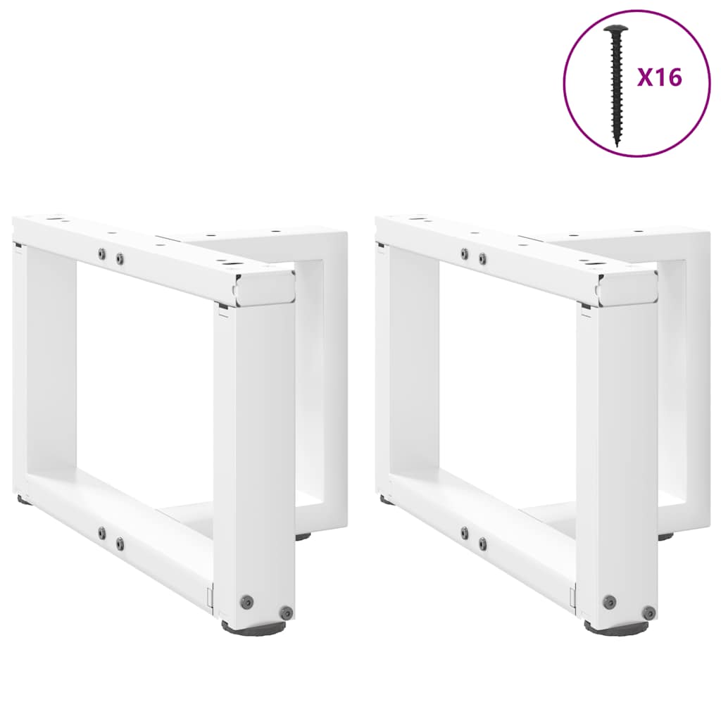 White T-Shaped Steel Coffee Table Legs 2pcs, Adjustable Height
