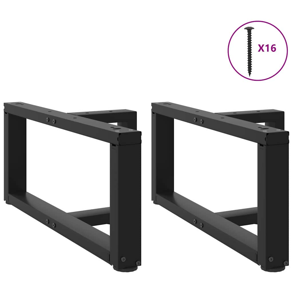 Black T-Shaped Steel Coffee Table Legs, 2 pcs, Adjustable Height